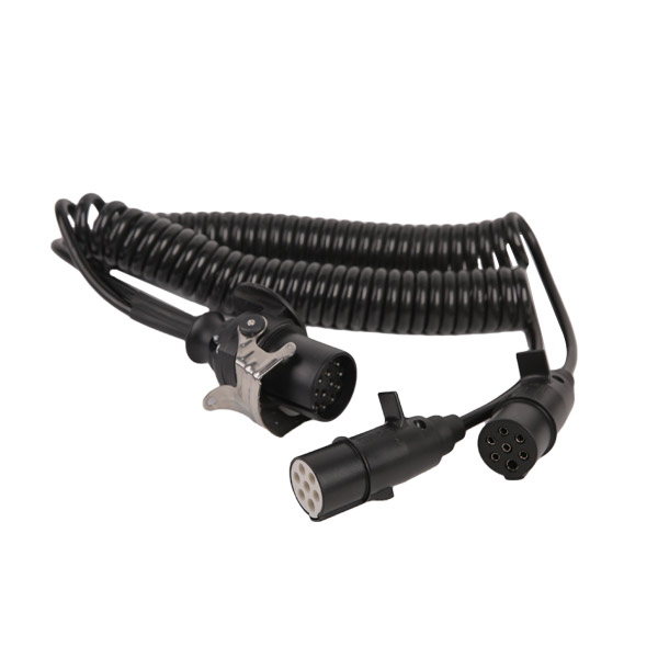 Bobina espiral PU de 7 PÓLOS, um é plugue 15P, os outros dois são plugues de plástico 7P comprimento do cabo 1m,2m,3m.. JH047-C
