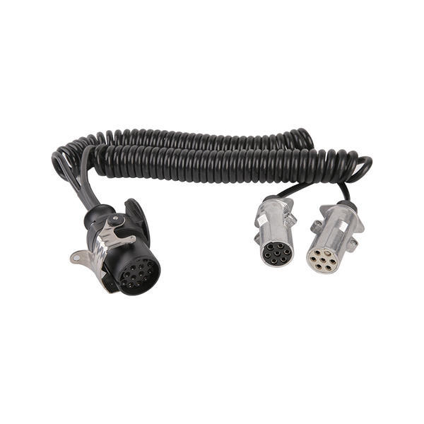 Bobina espiral PU de 7 pólos, um é 1 plugue de 5 pinos, os outros dois são plugues de metal 7P, comprimento do cabo 1m,2m,3m.... JH047-E