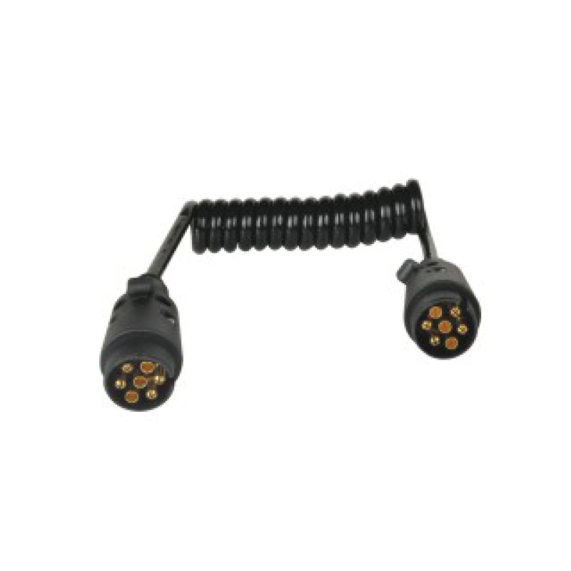 Bobina espiral PU preta de 7 pólos, 2 plugues JH003, comprimento do cabo 1m,2m,3m.....JH020-B