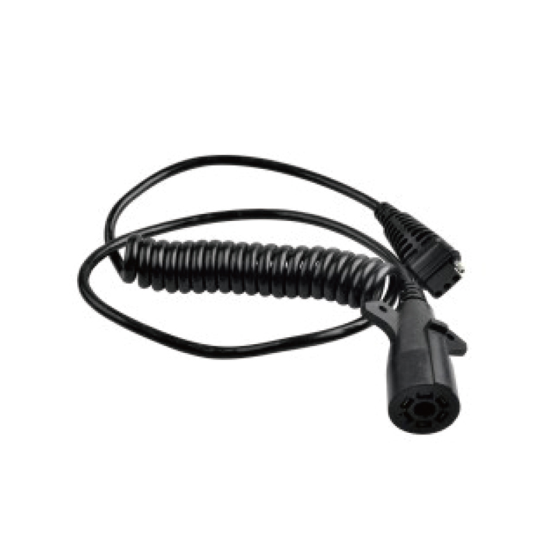 Bobina espiral preta de 7 pólos PU com dois plugues de plástico, comprimento do cabo 1m,2m,3m.....JH065-A