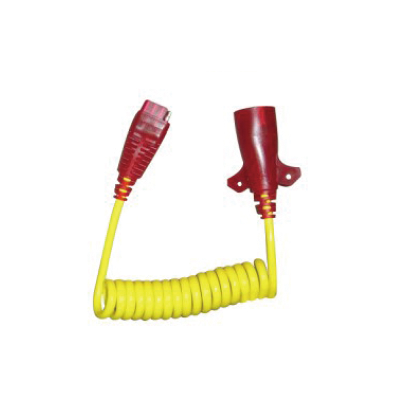 Bobina espiral PU amarela de 7 pólos com dois plugues de plástico, comprimento do cabo 1m,2m,3m... JH065-B