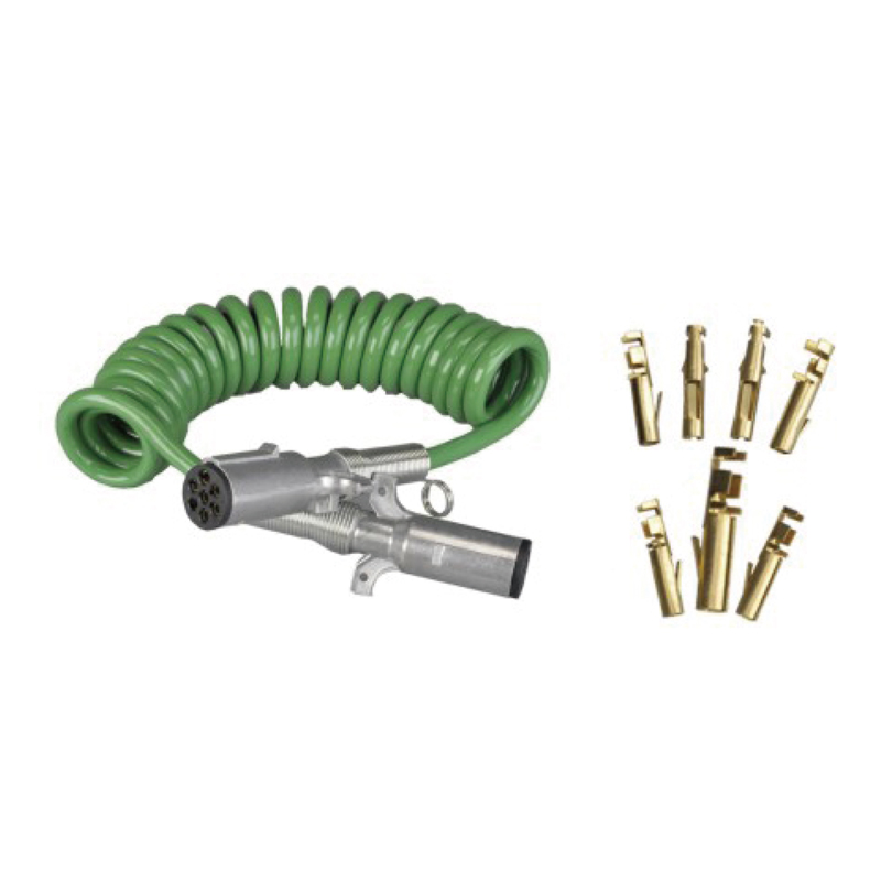 Bobina Espiral Verde com dois plugues metálicos 24V, tipo pin crimp; comprimento do cabo 1m 2m 3m.......JH091-B