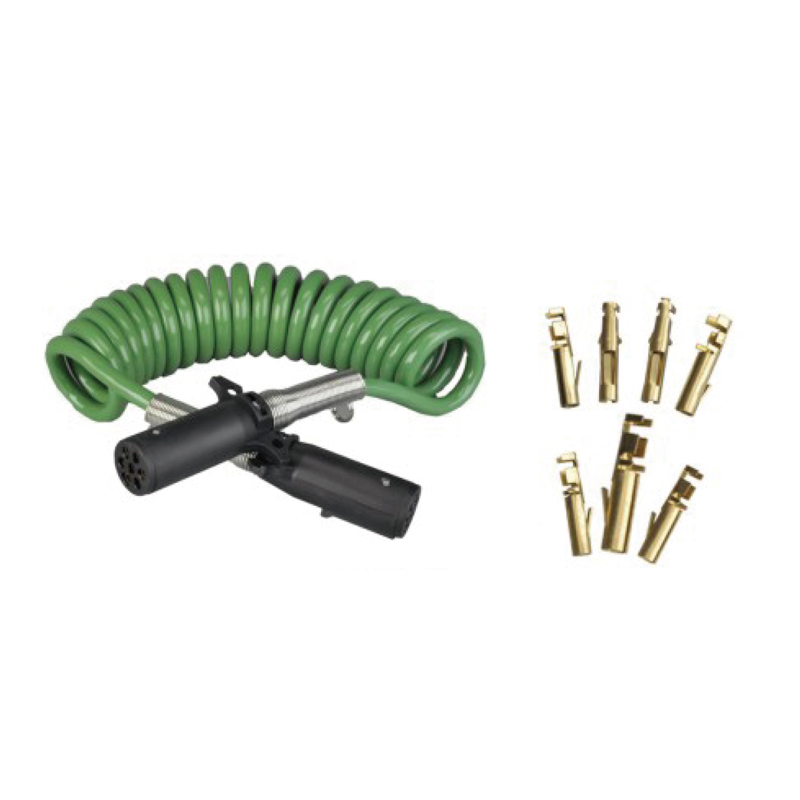 Bobina Espiral Verde com dois plugues plásticos 24V, tipo pin crimp; comprimento do cabo 1m 2m 3m......JH092-B